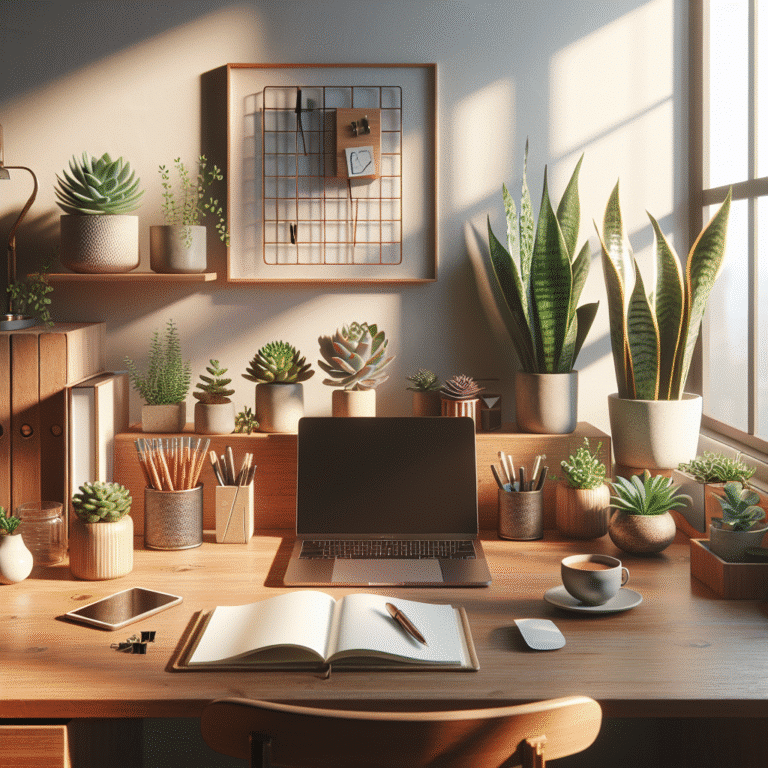 Mesas de trabalho mais agradáveis com plantas decorativas